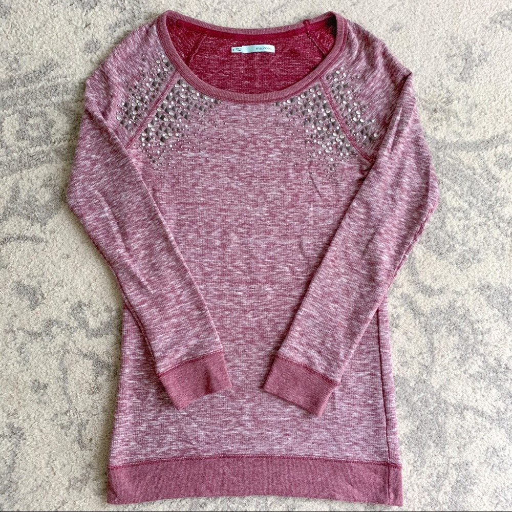 Maurices Embellished Maroon Tunic Sweatshirt Size S